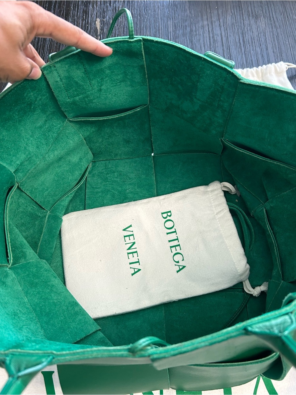 Bottega Veneta Emerald Green Suede Intrecciato Tote